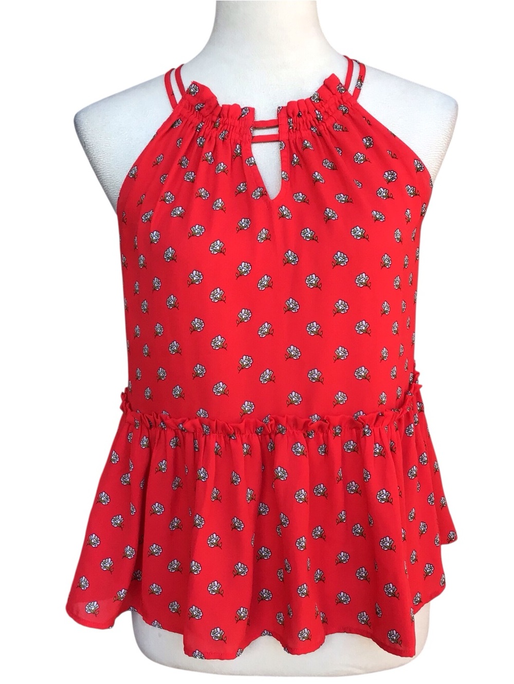 Loft Marigold Peplum Halter Blouse Women’s Size XSP NEW